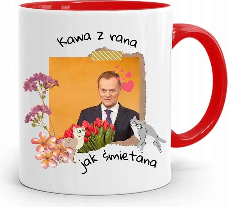 Donald Tusk Piros Bögre Platform Ajándék fényképes nyomtatással