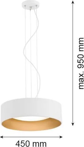 ARGON 1213 MOHITO Ernyős Függesztett Lámpa Fehér, Arany E27 IP20