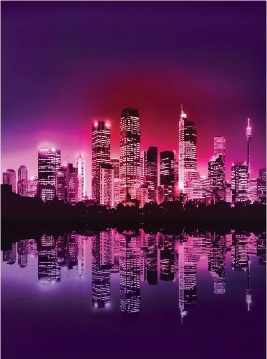 Flizelin fotótapéta Éjszakai város Fények városi tájkép 206x275 +ragasztó