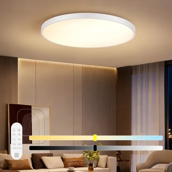 Immax NEO 07316L-LED fényerőszabályozható mennyezeti lámpa SEMPLICI 128W/230V Ø100 cm, Wi‑Fi, Tuya-kompatibilis, fehér + távirányító