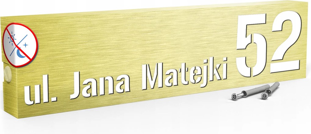 Háttérvilágítású Házszám Címtábla Utca Led 3D 40X10 Arany