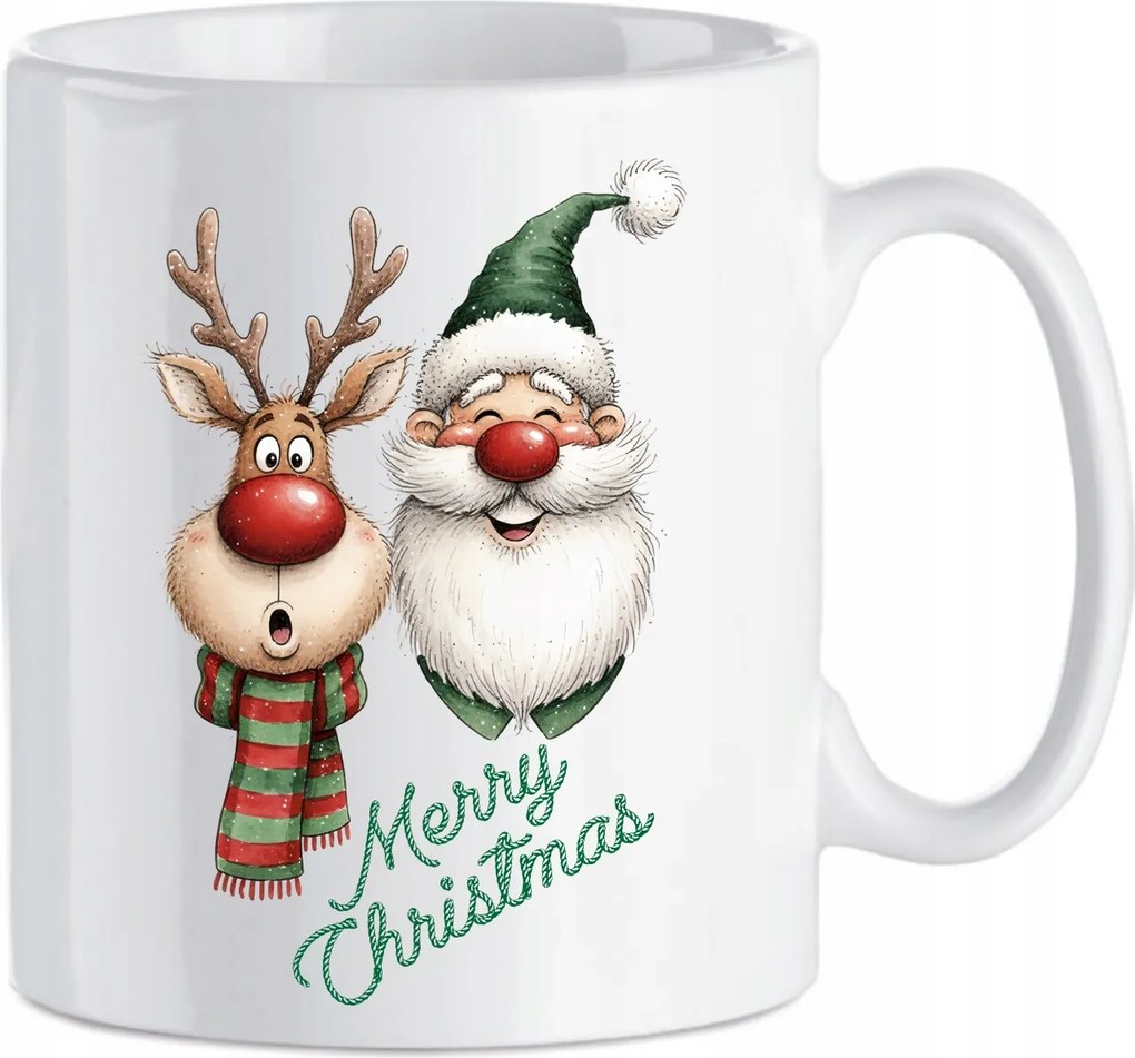 Karácsonyi kerámia bögre Rénszarvas Mikulás Ajándék Merry Christmas