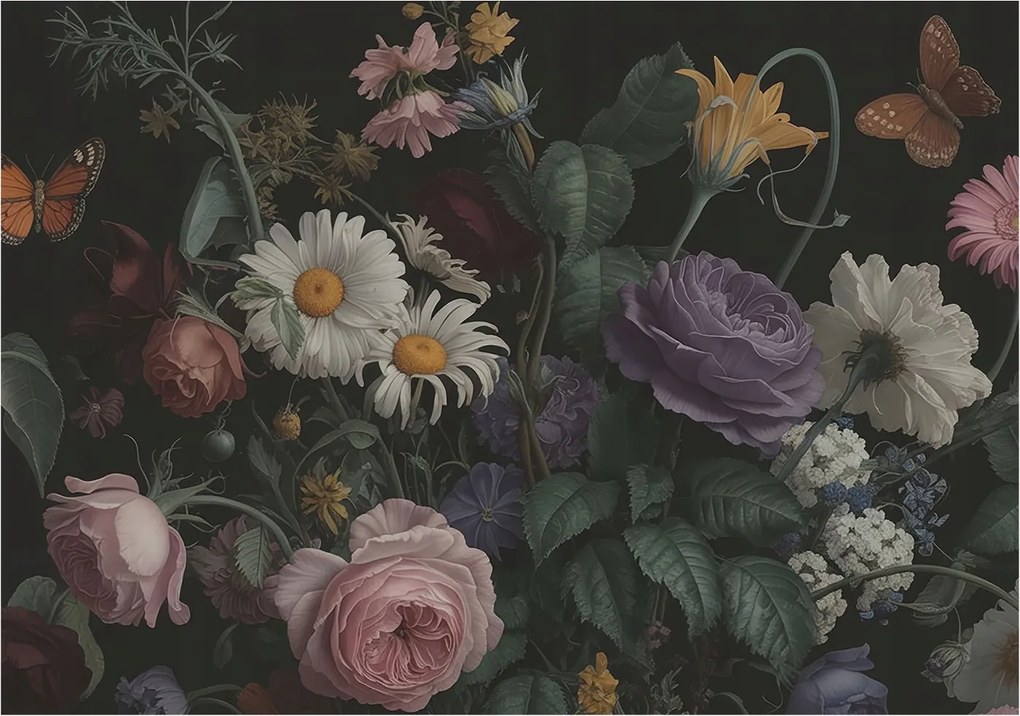 Modern fotótapéta Flizelina falra Virágos elegancia 312x219 Ragasztó