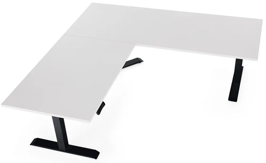 OfficeTech Angle állítható magasságú asztal, 180 + 120 cm, fekete alap, világosszürke
