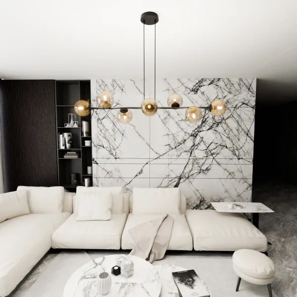 Csillár zsinóron ROSSI 8xE14/10W/230V fekete/bézs