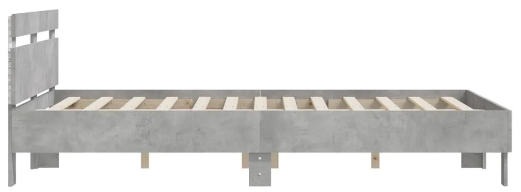 betonszürke ágykeret fejtámlával és LED-del 140x200 cm