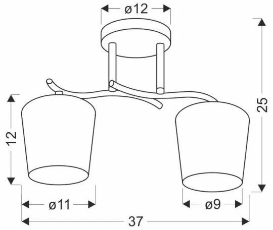 Csillár rúdon ESNYR 2xE27/40W/230V fekete/fehér