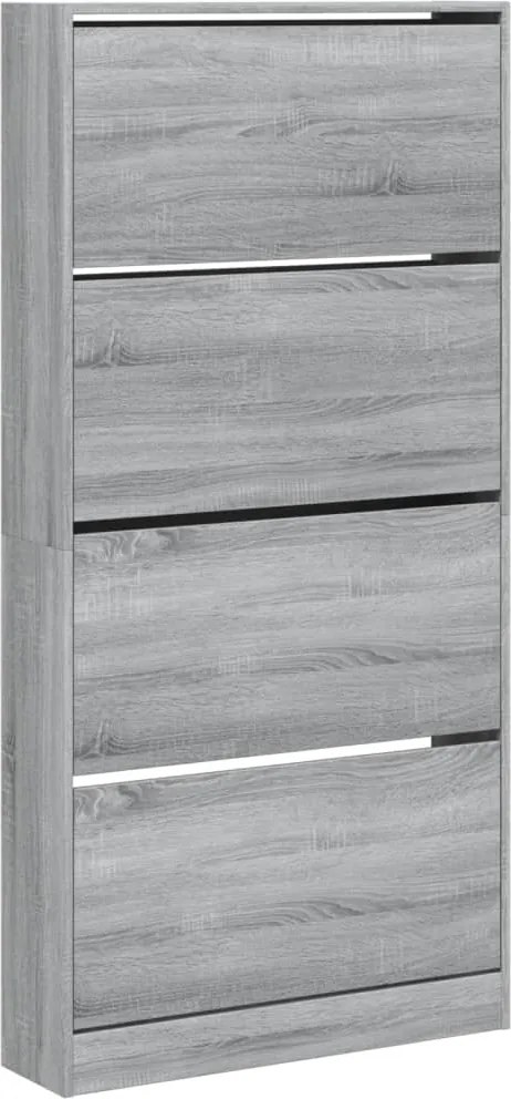 vidaXL szürke sonoma cipőszekrény 4 kihajtható fiókkal 80x21x163,5 cm