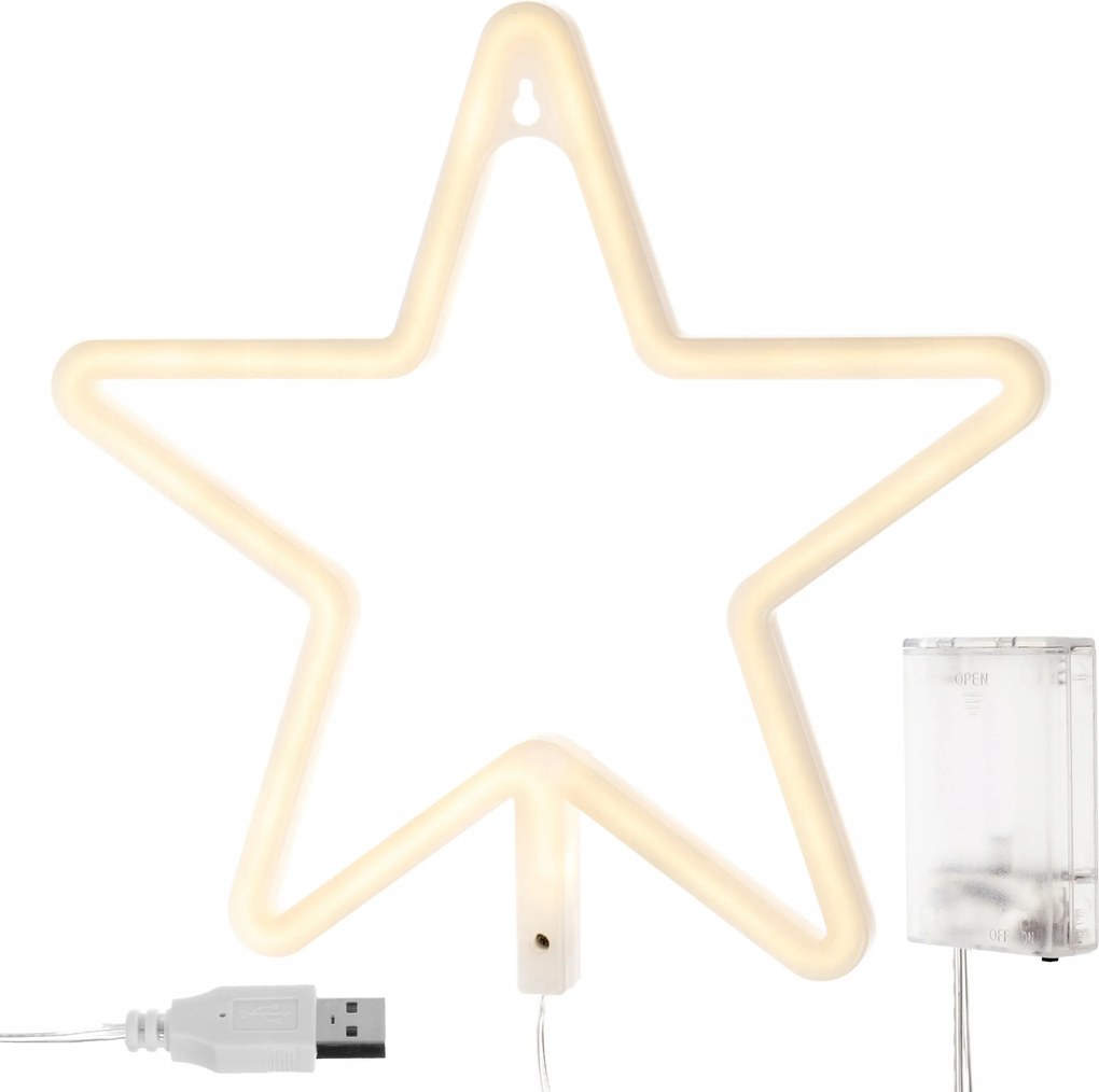 Iso Karácsonyi Csillag 100 Led ablakra, 28 cm meleg fehér