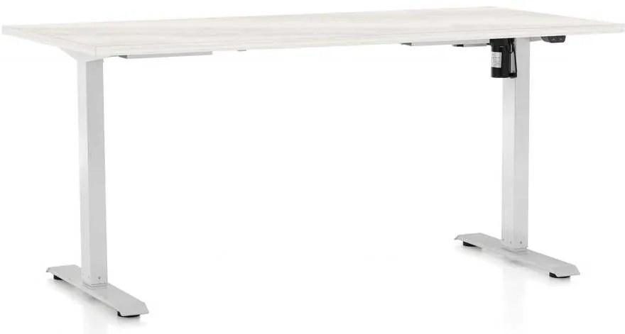 OfficeTech A állítható magasságú asztal, 160 x 80 cm, fehér alap, fehér kőris