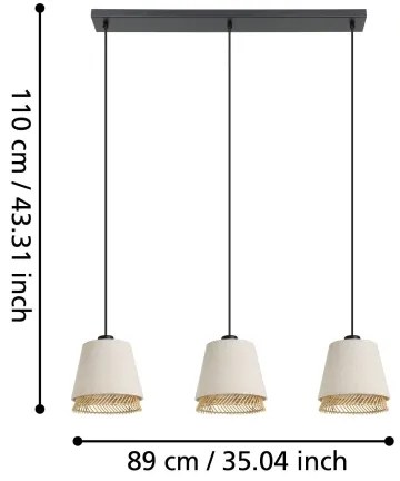 Eglo 43976 - Csillár zsinóron TABLEY 3xE27/40W/230V