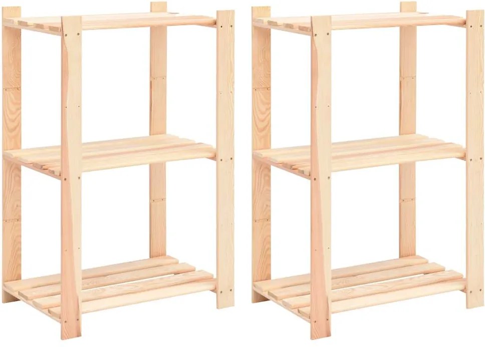 vidaXL 2 db 3-szintes tömör fenyőfa tárolópolc 150 kg 60 x 38 x 90 cm