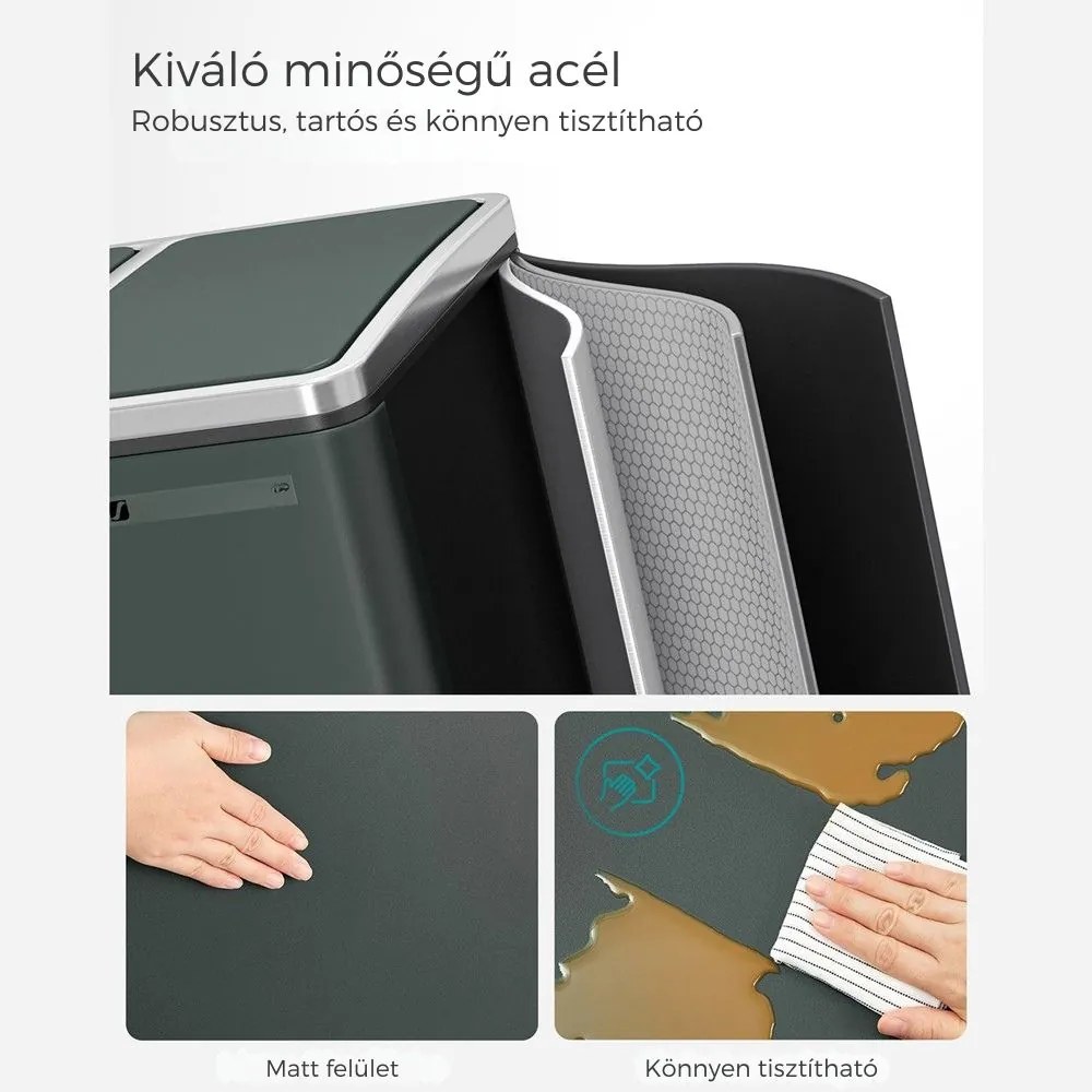 SORT szelektív hulladékgyűjtő 54 l (3×18 l), antracit SongmicsHome