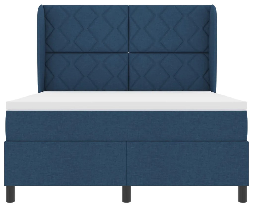 Boxspring Ágy Matraccal - Kék, 140x190 cm, Szövet