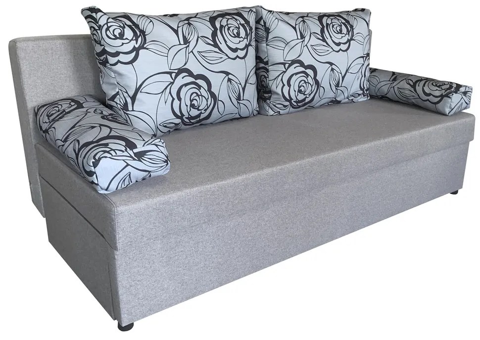 Odessa Kihúzható Kanapé 185x85x80 cm, tárolóládával, Grey Flower