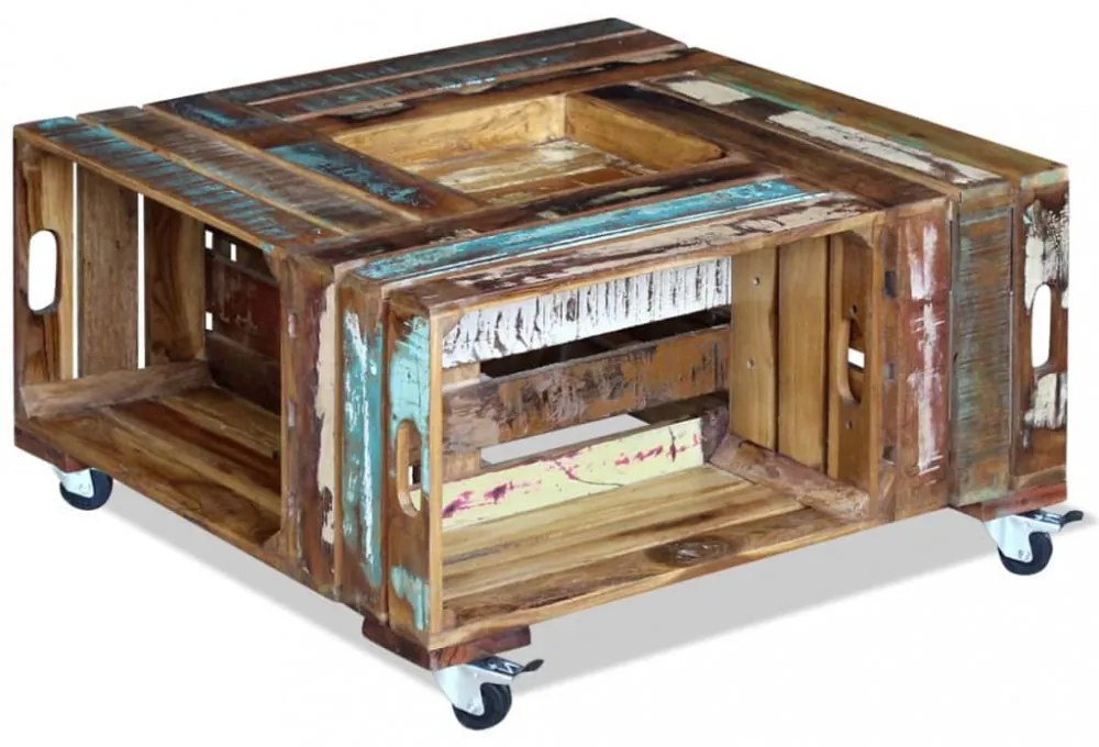 70x70x35 cm tömör újrahasznosított fa dohányzóasztal