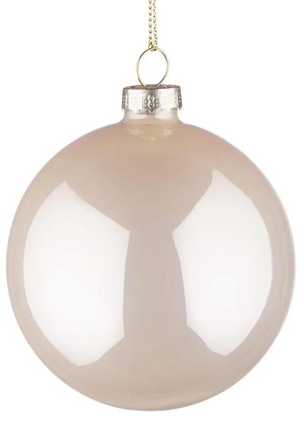 HANG ON üveggömb karácsonyfadísz, fényes krémszín Ø8cm