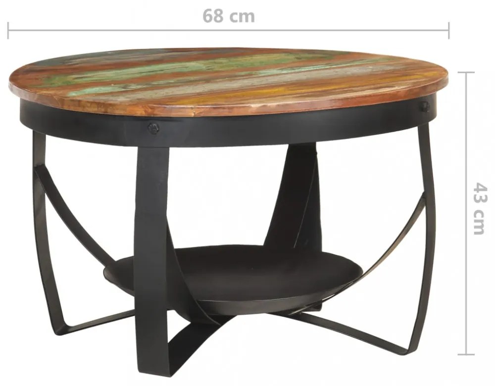 tömör újrahasznosított fa dohányzóasztal Ø68 x 43 cm