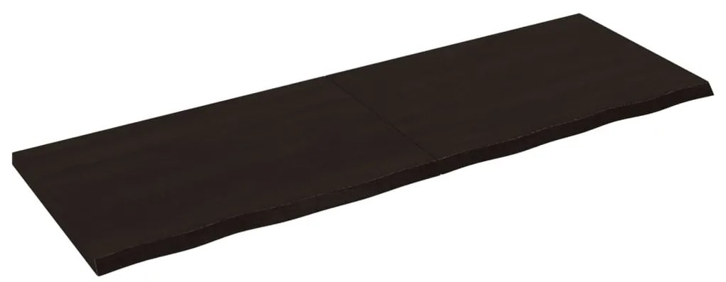 sötétbarna kezelt tömör tölgyfa fali polc 180 x 60 x (2-4) cm