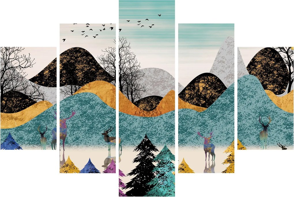 Grafikus kép szarvas (150x105 cm)