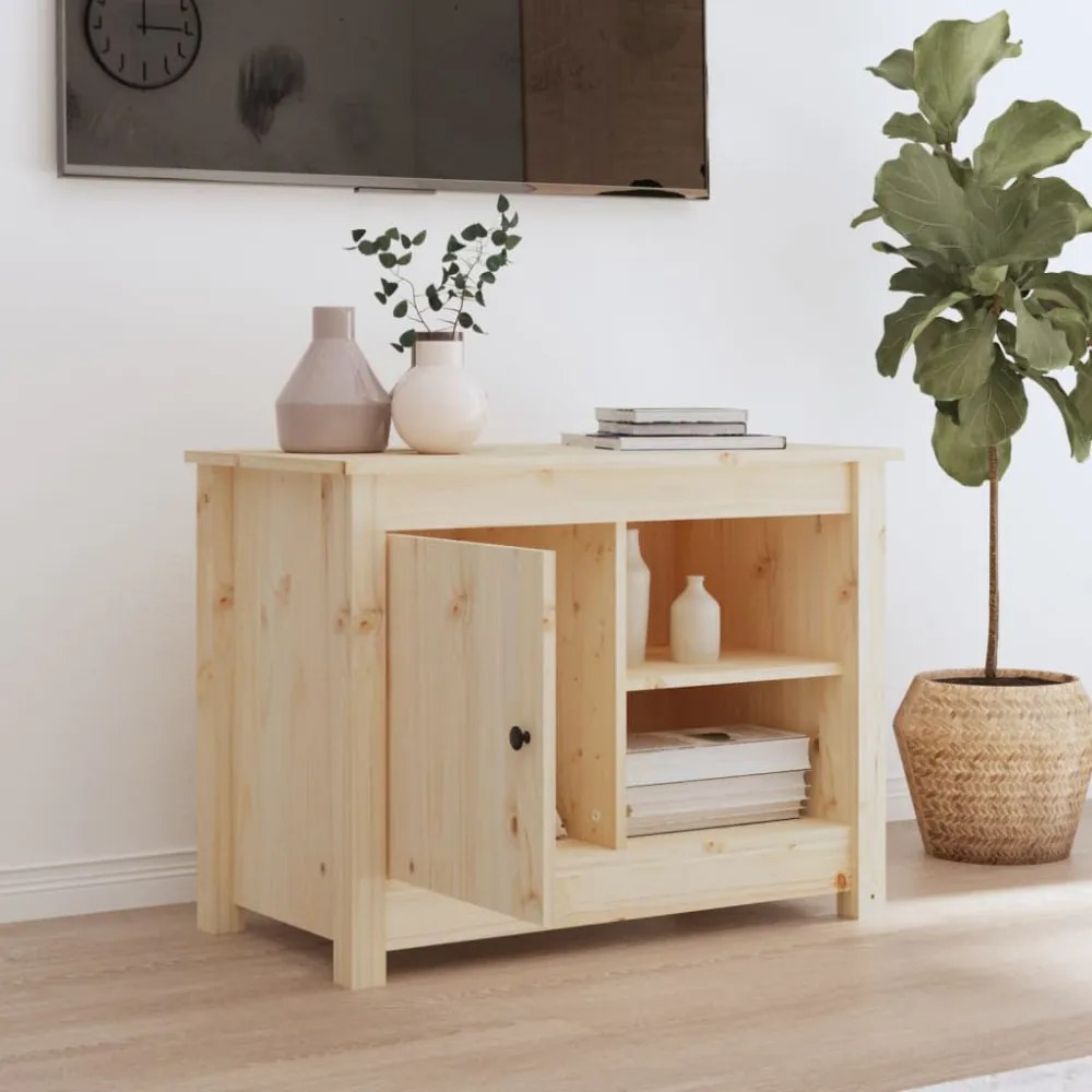 tömör fenyőfa TV-szekrény 70 x 36,5 x 52 cm