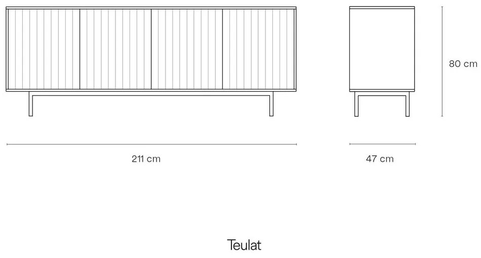 Szürke alacsony komód 211x80 cm Sierra – Teulat