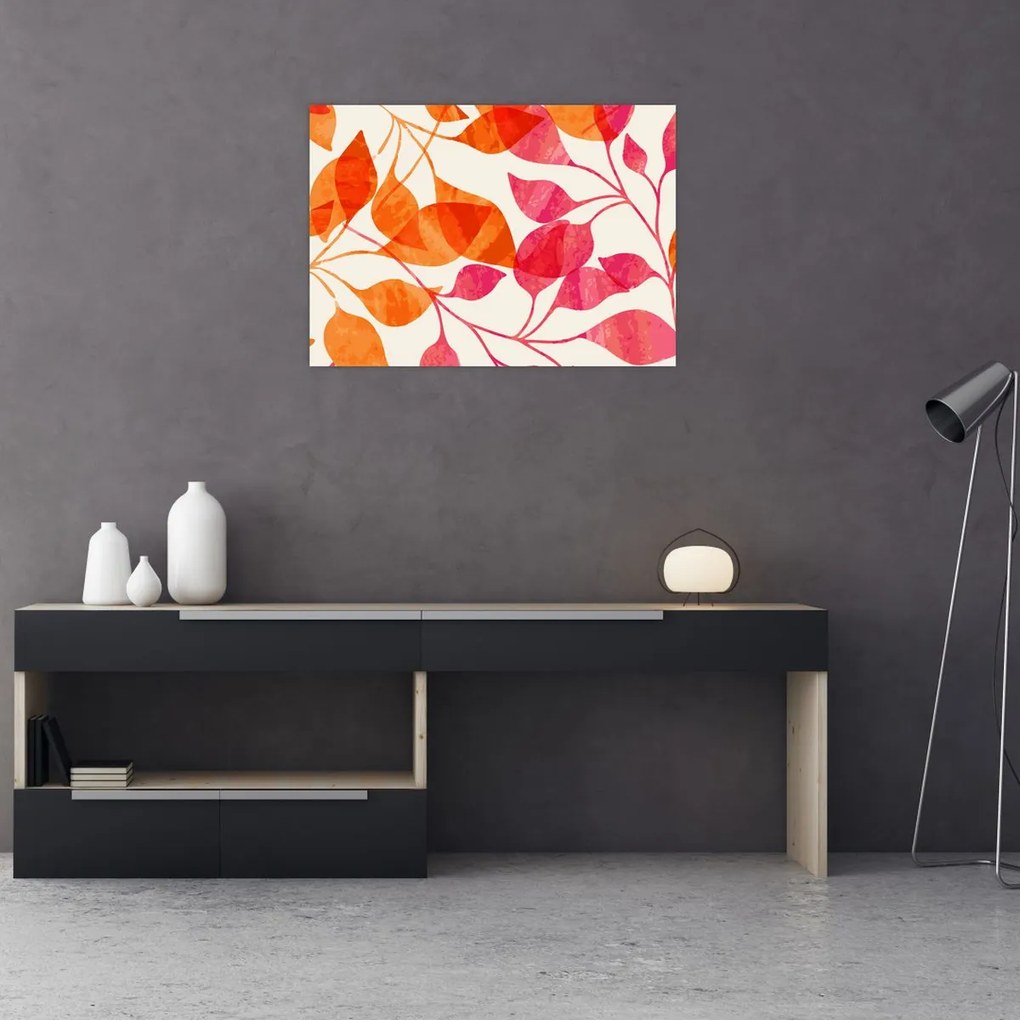 Üveg kép - Narancssárga levelek (70x50 cm)