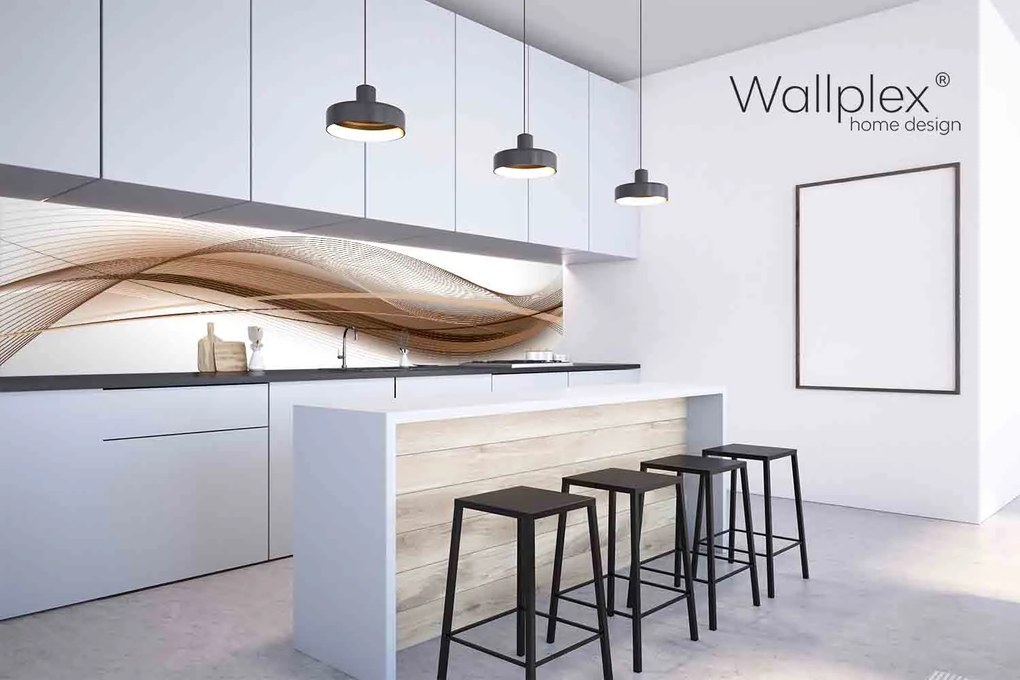Wallplex falburkoló konyhapanel Barna hullám (Méret: Nagy 60x240)