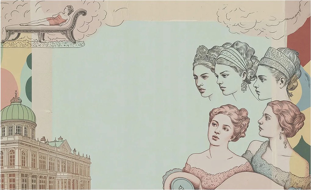 Fotótapéta Flizelin Fal a Hálószobába Klasszikus kollázs 416x254 Ragasztó