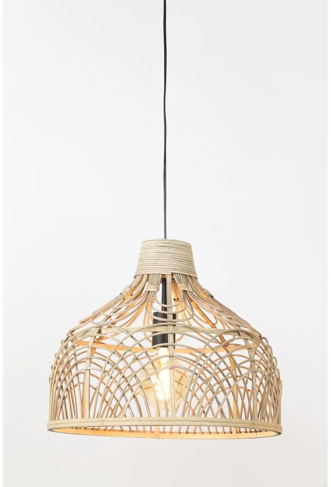 Natúr színű mennyezeti lámpa rattan búrával ø 42 cm Pocita – Light & Living
