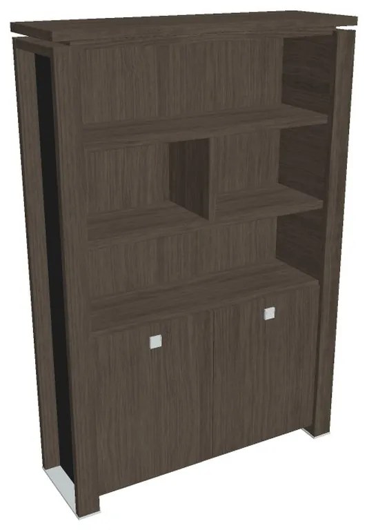 Verno+ S magas szekrény 140 x 46 x 210 cm, polccal, antracit tölgy / fekete