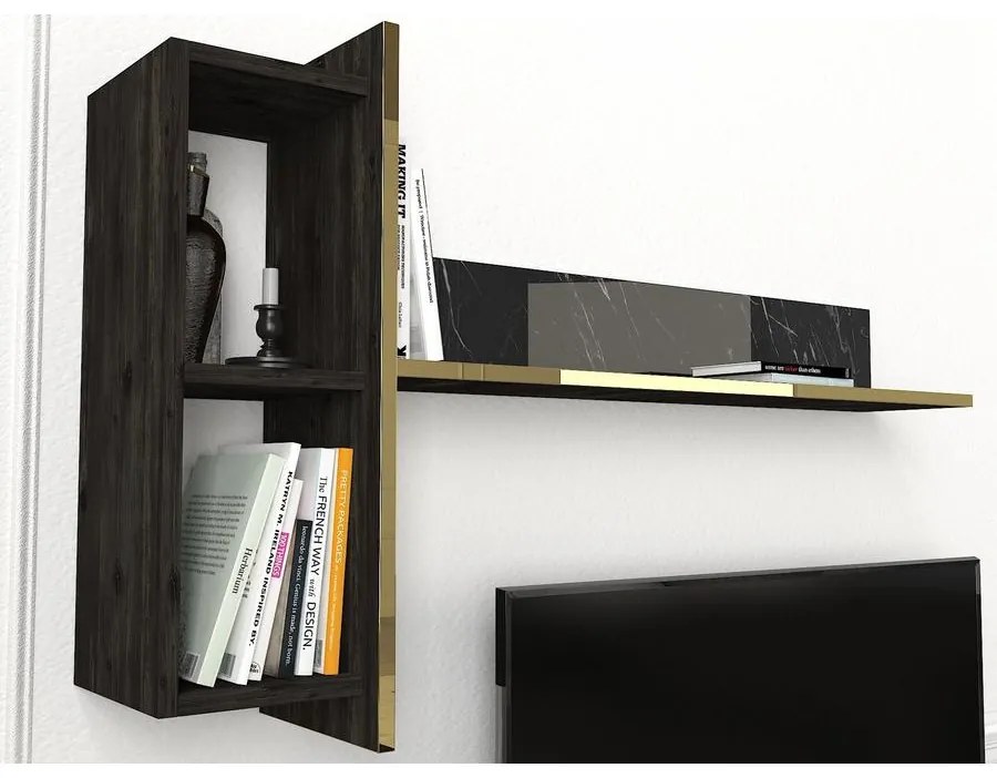 TV szekrény Veyron - Black, Gold