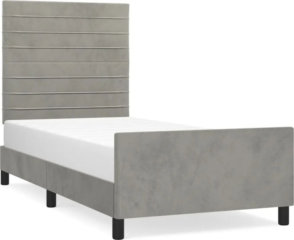 vidaXL világosszürke bársony ágykeret matrac nélkül 80x200 cm