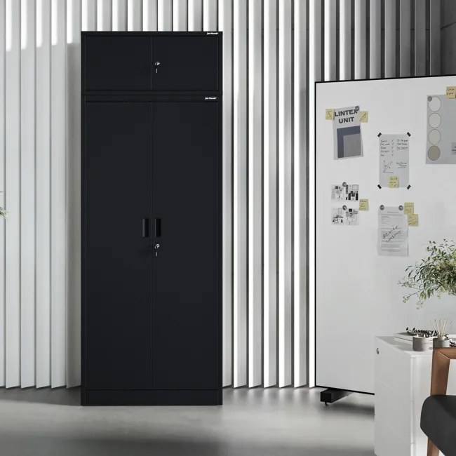 Felső szekrényelem EWA Compact öltözőszekrényhez – 800 x 380 x 400 mm, fekete