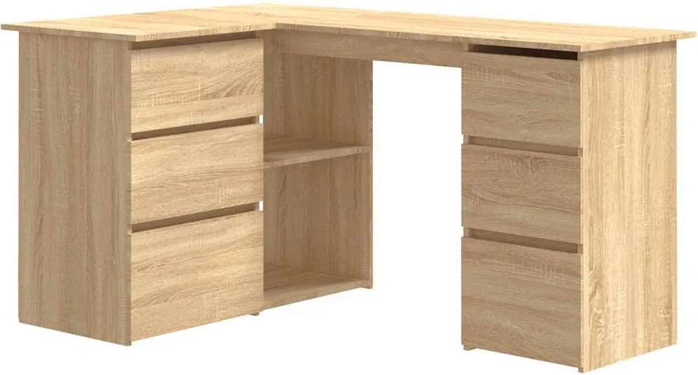 vidaXL sonoma tölgy színű szerelt fa sarok íróasztal 145 x 100 x 76 cm