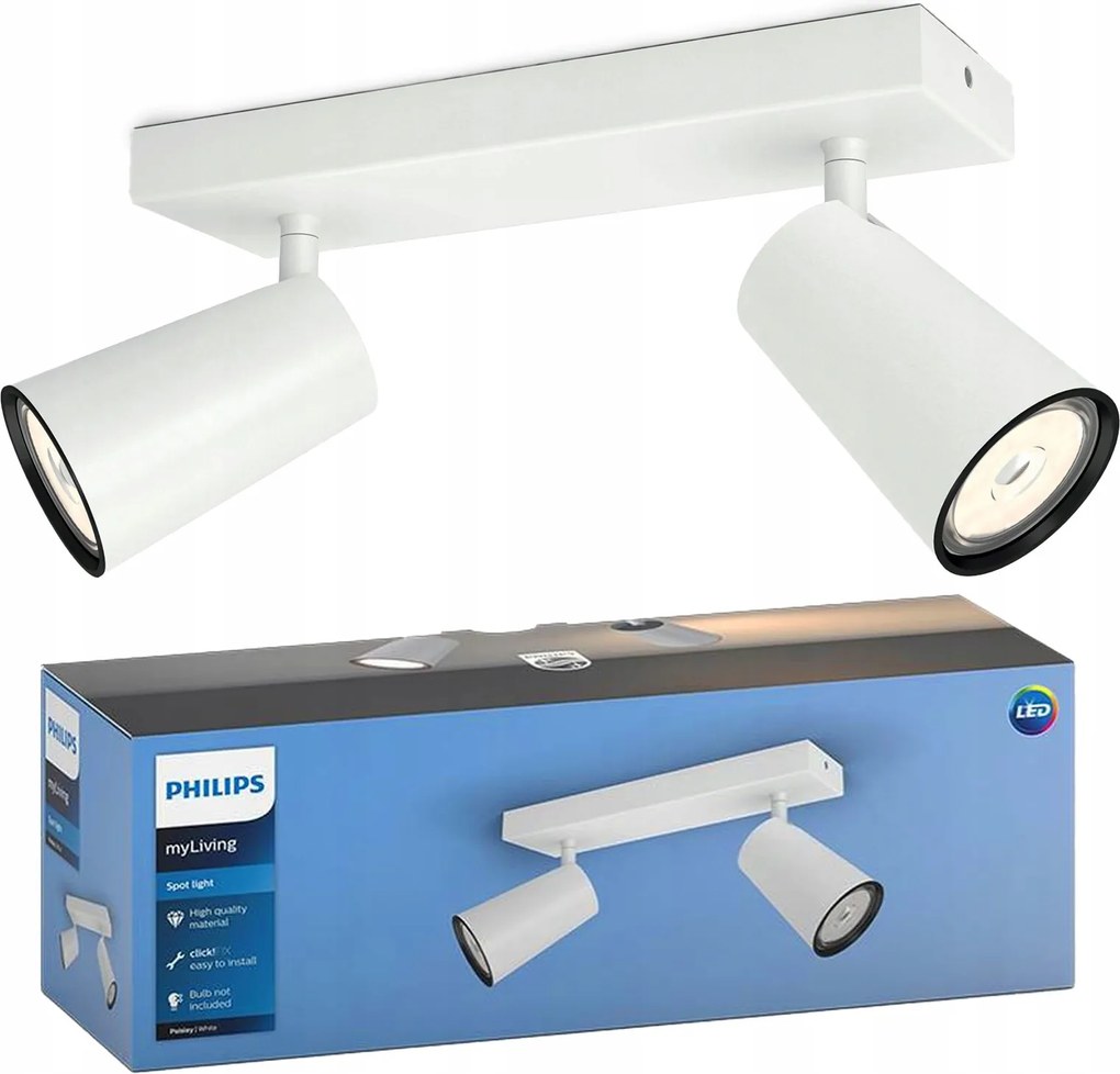 Mennyezeti lámpa Falra szerelhető spotlámpa 2x GU10 fehér Paisley Philips