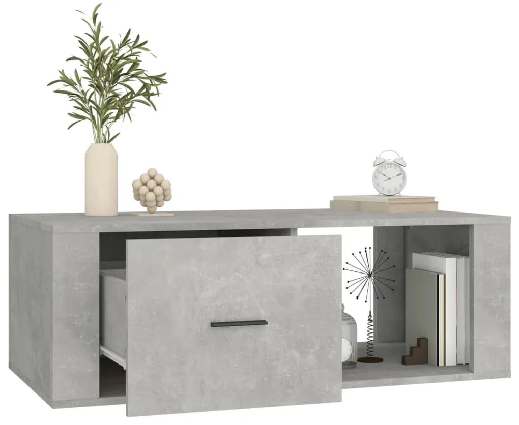 Betonszürke szerelt fa dohányzóasztal 100x50,5x35 cm