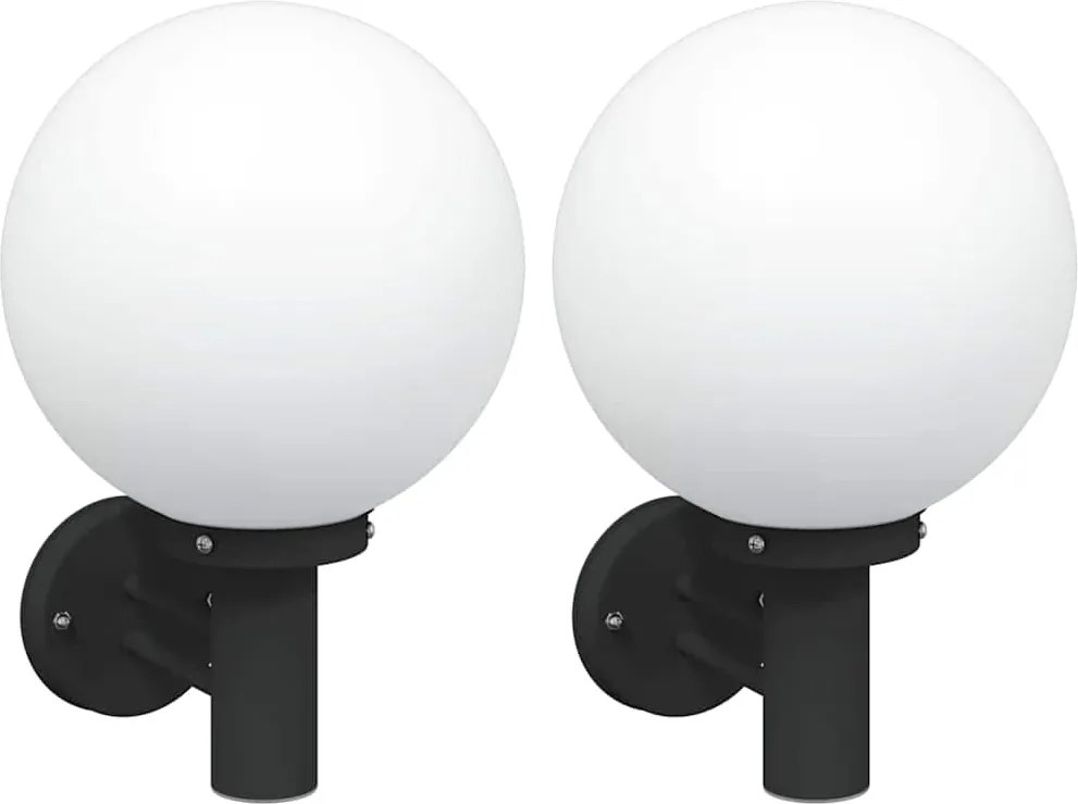 vidaXL Kültéri Fali Lámpa 2 pcs Fekete 28 x 25 x 38 cm