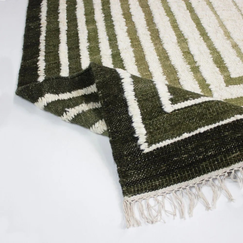 Zöld kézi szövésű gyapjúkeverék szőnyeg 160x230 cm Boucle Frame – Flair Rugs