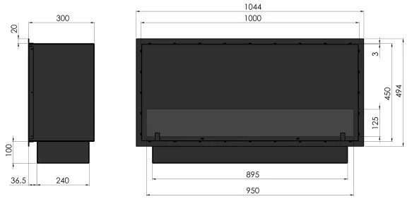 InFire - Beépített BIO kandalló 49,4x104,4 cm 6kW fekete