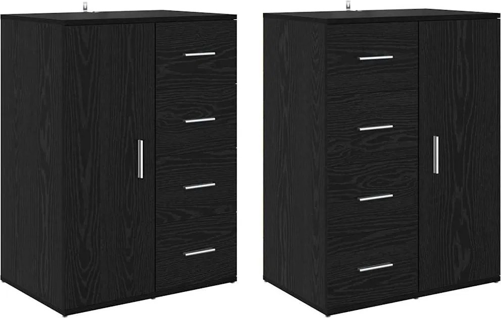 vidaXL Oldalszekrények Corona 2 pcs Fekete tölgy 59 x 39 x 80 cm