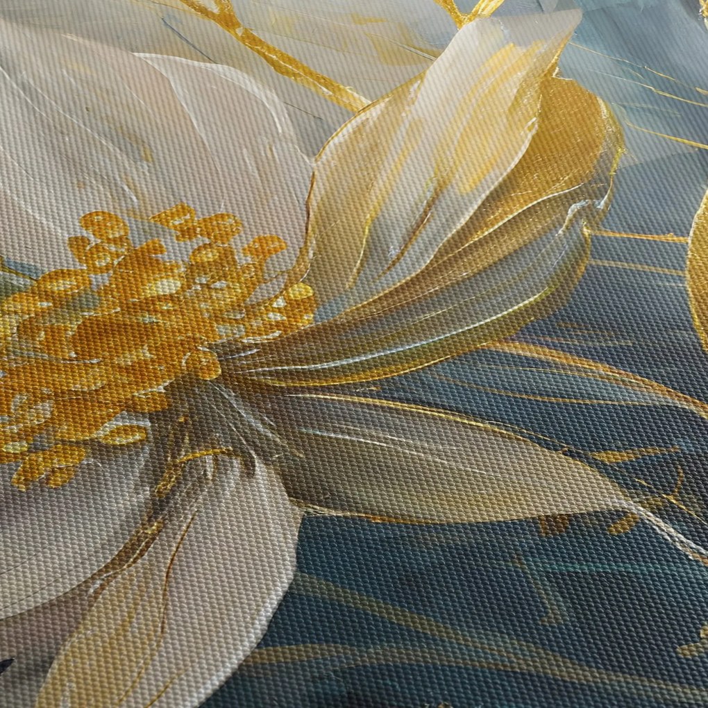 Kép - Festmény arany virágok (70x50 cm)