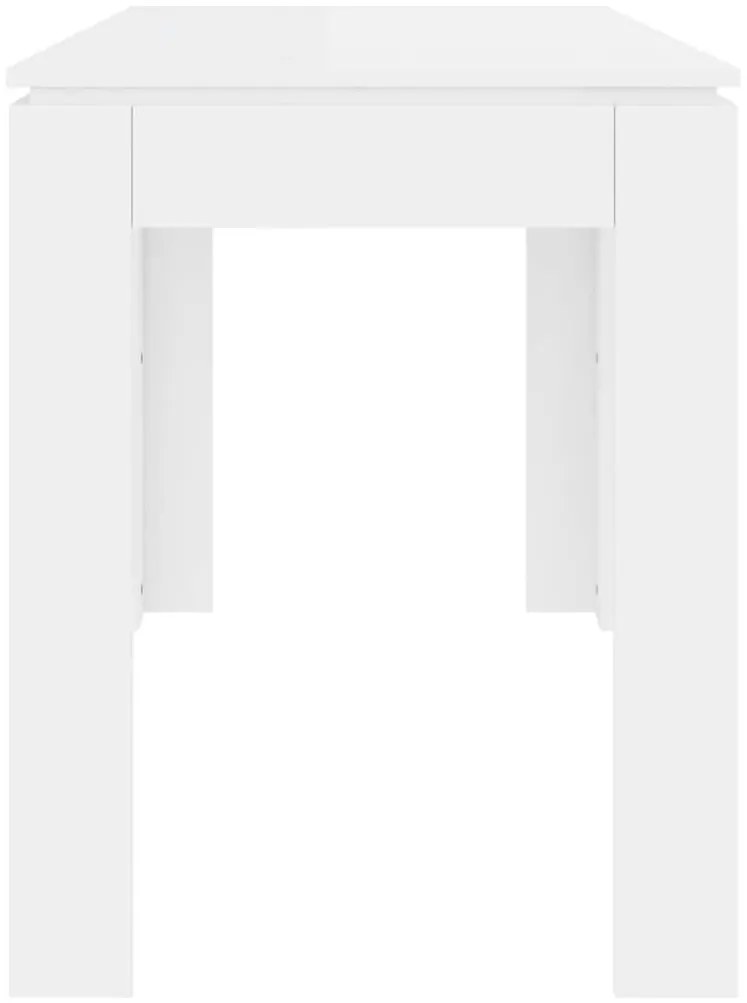 Magasfényű fehér szerelt fa étkezőasztal 120 x 60 x 76 cm