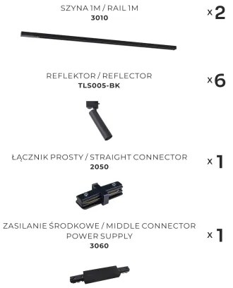 Zuma Line 3027 - Spotlámpa sínrendszerrel LULU 6xGU10/35W/230V fekete