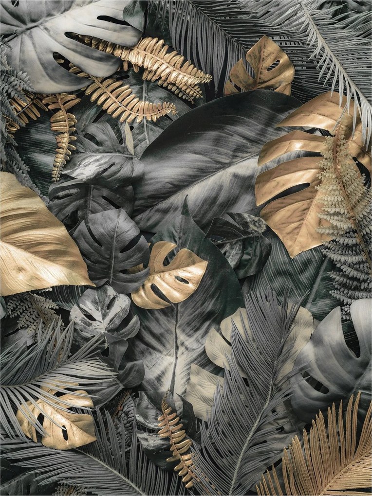 Fotótapéta Arany trópusi levelek monstera banán elegancia 206x275 +ragasztó
