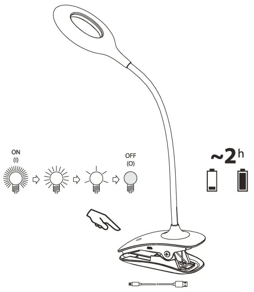Eglo 97077 - CABADO fényerőszabályozható LED csíptetős lámpa LED/3W/5V fehér