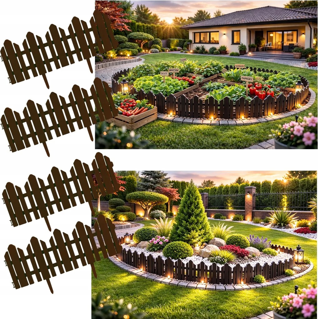 Kerti Kerítés Műanyag Tömör 2,3m dekoratív gyep Tömör Új szegély