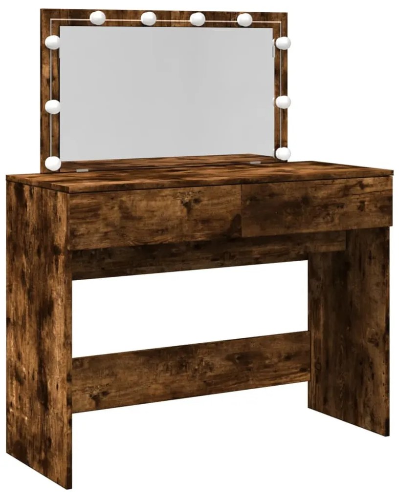 füstös tölgy színű fésülködőasztal LED-del 100 x 40 x 120 cm