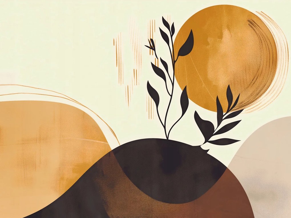 Poszter 20x15cm Arany Nap és Fekete Ág