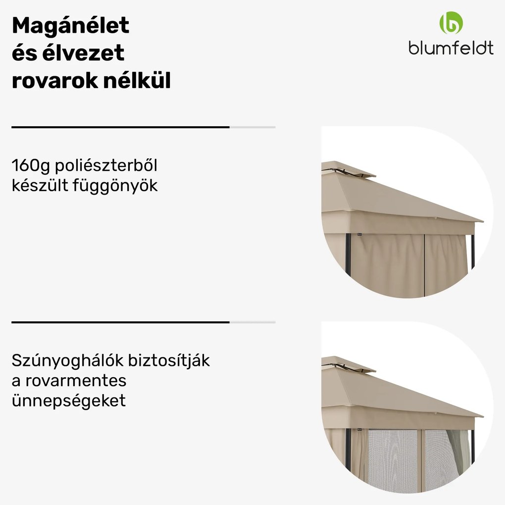 Mondo Dual pavilon 3x4 dupla tetővel és szúnyoghálóval